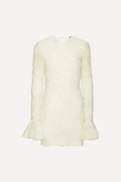 Bridal|Mini Dresses-ROTATE Birger Christensen Flower Mesh Mini Dress Creme White Egret color