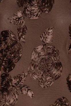 Mini Dresses|Dresses-ROTATE Birger Christensen Flower Mesh Mini Dress Dark Brown CHICORY COFFEE color