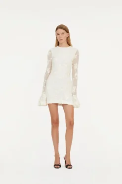 Bridal|Mini Dresses-ROTATE Birger Christensen Flower Mesh Mini Dress White Egret color