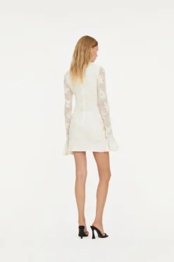 Bridal|Mini Dresses-ROTATE Birger Christensen Flower Mesh Mini Dress White Egret color