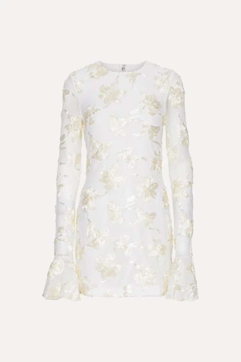 Bridal|Mini Dresses-ROTATE Birger Christensen Flower Mesh Mini Dress White Egret color