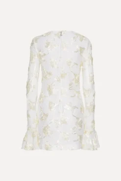 Bridal|Mini Dresses-ROTATE Birger Christensen Flower Mesh Mini Dress White Egret color