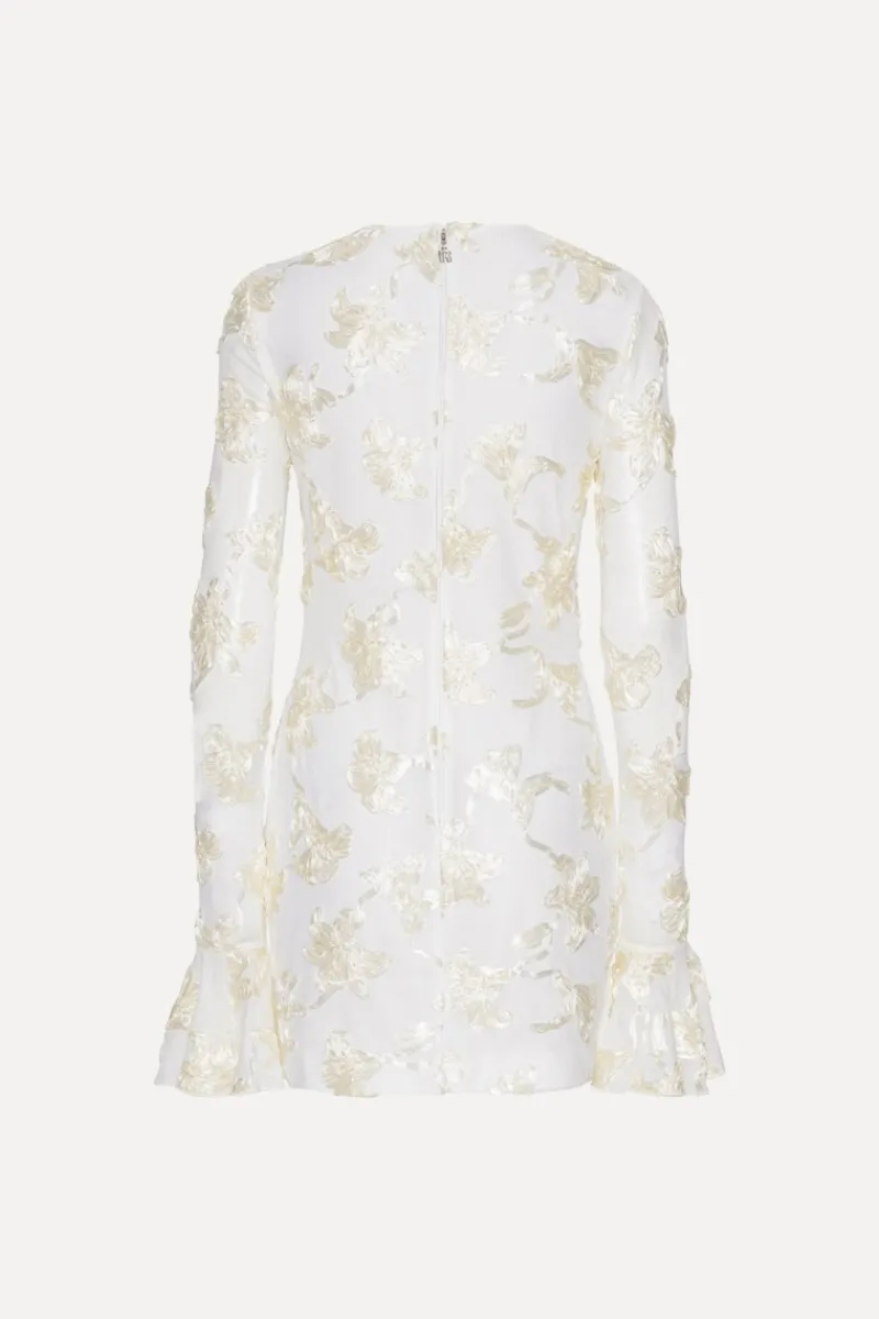 Bridal|Mini Dresses-ROTATE Birger Christensen Flower Mesh Mini Dress White Egret color