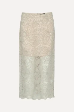 Skirts-ROTATE Birger Christensen Flower Mesh Pencil Skirt Light Grey Alloy (Light Gray) color