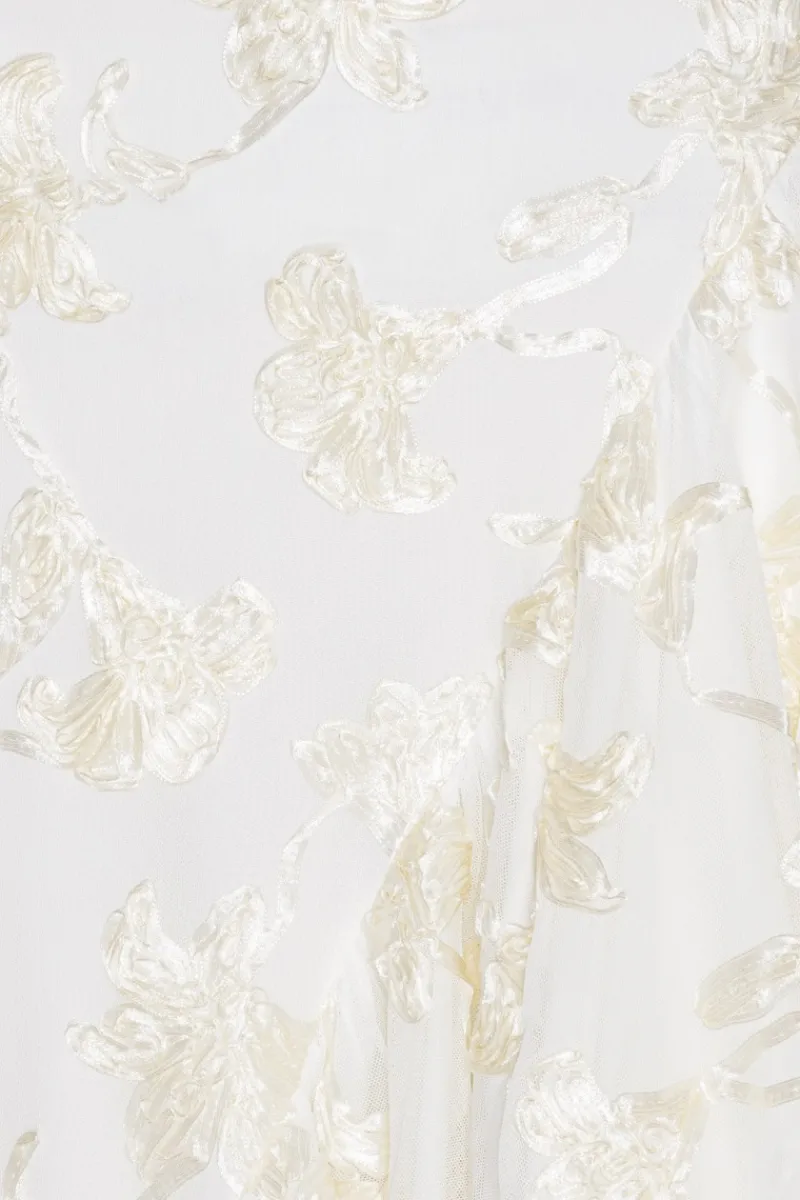 Bridal|Midi Dresses-ROTATE Birger Christensen Flower Mesh Ruffle Dress White Egret color