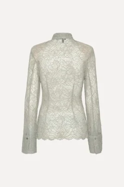 Tops-ROTATE Birger Christensen Flower Mesh Shirt Light Grey Alloy (Light Gray) color