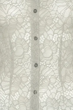 Tops-ROTATE Birger Christensen Flower Mesh Shirt Light Grey Alloy (Light Gray) color