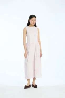 Midi Dresses|Dresses-ROTATE Birger Christensen Flower Midi Dress Light Pink Orchid Ice color