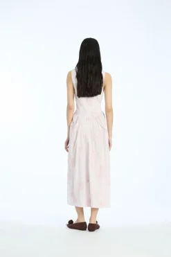 Midi Dresses|Dresses-ROTATE Birger Christensen Flower Midi Dress Light Pink Orchid Ice color