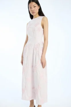 Midi Dresses|Dresses-ROTATE Birger Christensen Flower Midi Dress Light Pink Orchid Ice color