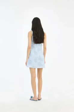 Mini Dresses-ROTATE Birger Christensen Flower Mini Flared Dress Light Bue Plein Air color