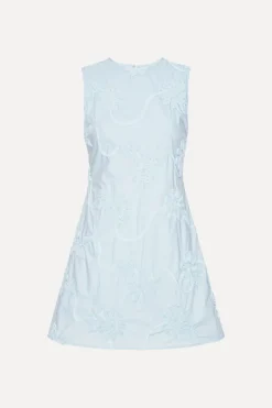 Mini Dresses-ROTATE Birger Christensen Flower Mini Flared Dress Light Bue Plein Air color
