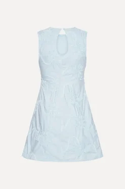 Mini Dresses-ROTATE Birger Christensen Flower Mini Flared Dress Light Bue Plein Air color