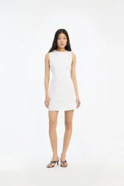Mini Dresses|Dresses-ROTATE Birger Christensen Flower Mini Flared Dress Bright White Bright White color