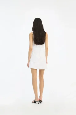 Mini Dresses|Dresses-ROTATE Birger Christensen Flower Mini Flared Dress Bright White Bright White color