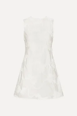 Mini Dresses|Dresses-ROTATE Birger Christensen Flower Mini Flared Dress Bright White Bright White color