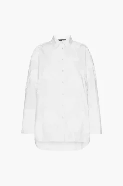 Tops-ROTATE Birger Christensen Flower Oversized Shirt Bright White Bright White color