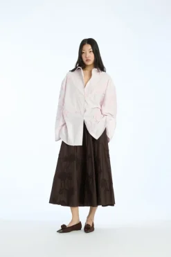 Tops-ROTATE Birger Christensen Flower Oversized Shirt Light Pink Orchid Ice color