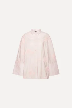Tops-ROTATE Birger Christensen Flower Oversized Shirt Light Pink Orchid Ice color