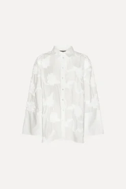 Tops-ROTATE Birger Christensen Flower Oversized Shirt White Bright White color