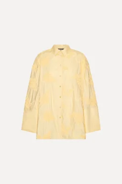 Tops-ROTATE Birger Christensen Flower Oversized Shirt Yellow Italian Straw color