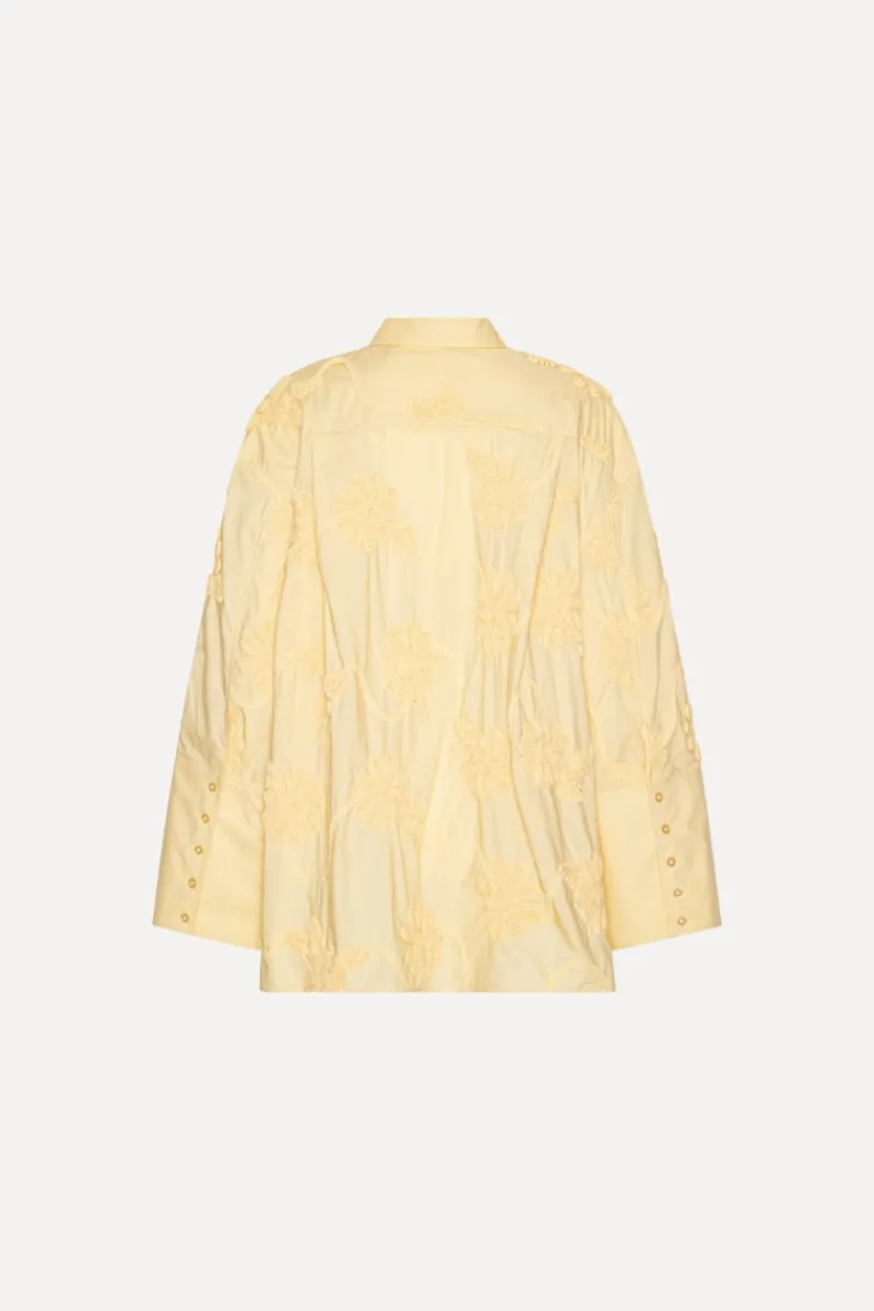 Tops-ROTATE Birger Christensen Flower Oversized Shirt Yellow Italian Straw color