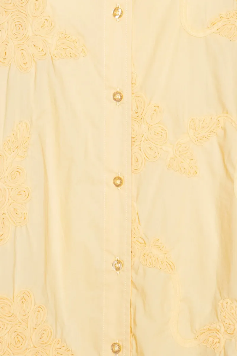 Tops-ROTATE Birger Christensen Flower Oversized Shirt Yellow Italian Straw color