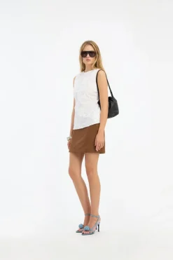 Tops-ROTATE Birger Christensen Flower Sleeveless Top Bright White Bright White color