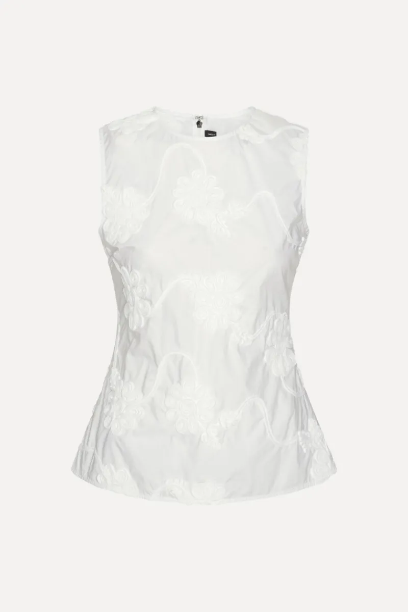 Tops-ROTATE Birger Christensen Flower Sleeveless Top Bright White Bright White color