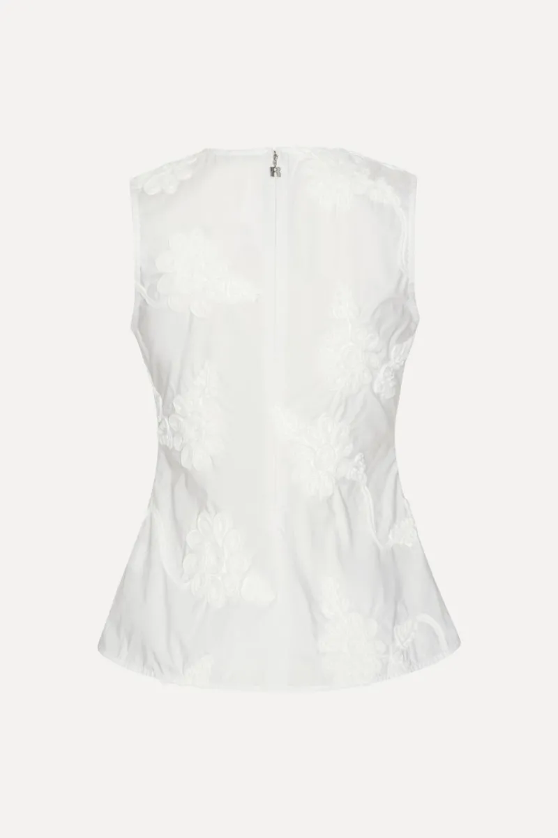Tops-ROTATE Birger Christensen Flower Sleeveless Top Bright White Bright White color