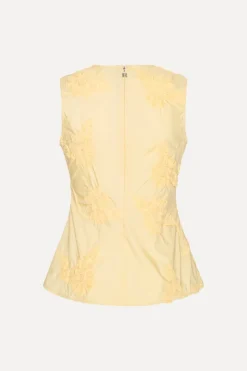 Tops-ROTATE Birger Christensen Flower Sleeveless Top Yellow Italian Straw color
