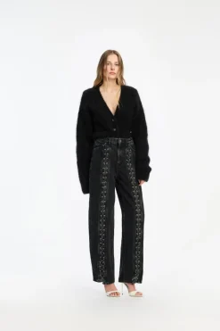 Knitwear|Tops-ROTATE Birger Christensen Fluffy Knit Cardigan Black Black color