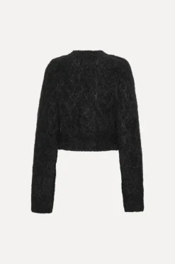 Knitwear|Tops-ROTATE Birger Christensen Fluffy Knit Cardigan Black Black color