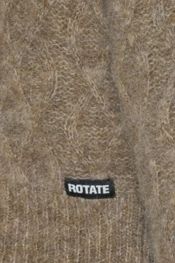 Knitwear|Tops-ROTATE Birger Christensen Fluffy Knit Cardigan Brown Pine Bark color