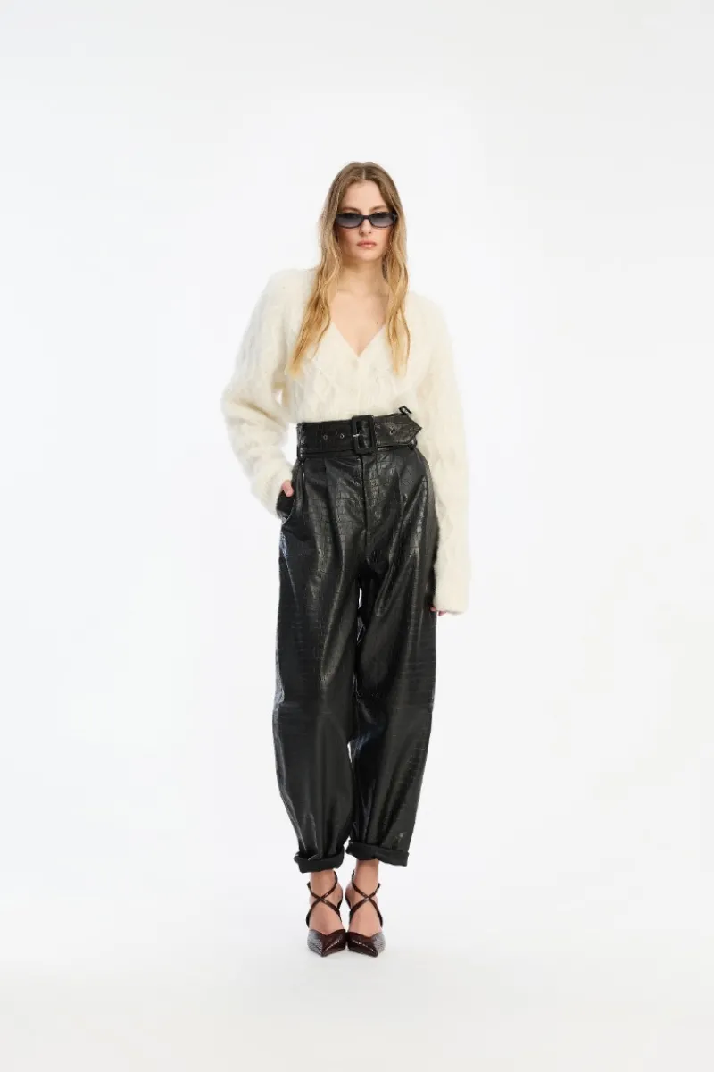 Tops-ROTATE Birger Christensen Fluffy Knit Cardigan White Snow White color