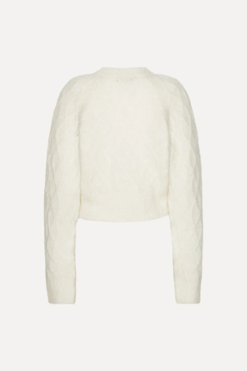 Tops-ROTATE Birger Christensen Fluffy Knit Cardigan White Snow White color