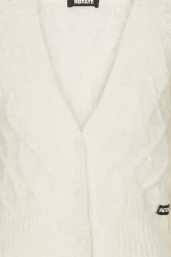 Tops-ROTATE Birger Christensen Fluffy Knit Cardigan White Snow White color