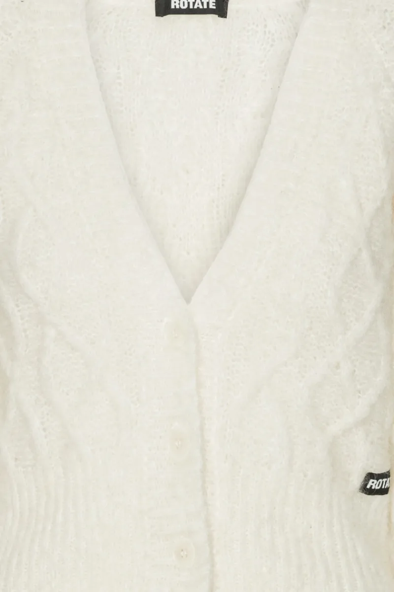 Tops-ROTATE Birger Christensen Fluffy Knit Cardigan White Snow White color