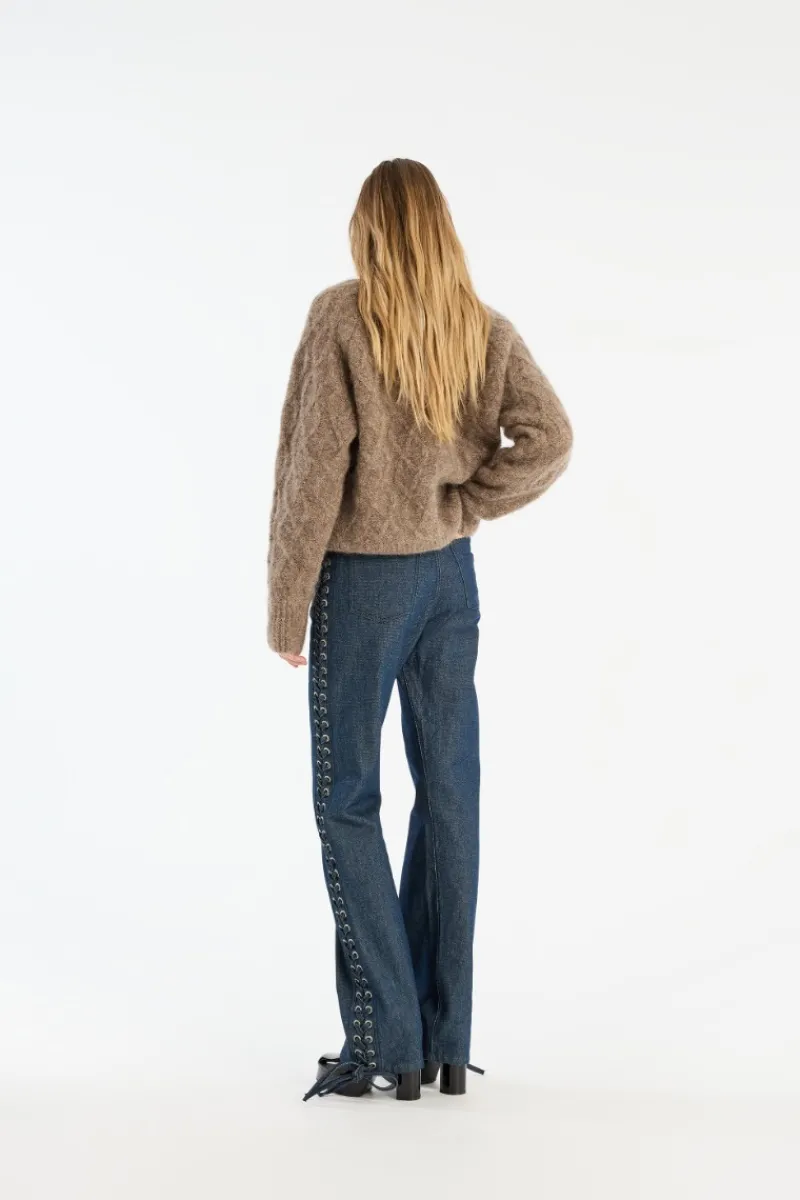 Knitwear|Tops-ROTATE Birger Christensen Fluffy Knit Jumper Brown Pine Bark color