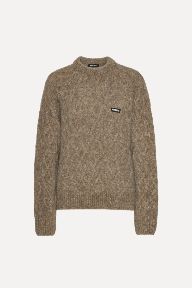 Knitwear|Tops-ROTATE Birger Christensen Fluffy Knit Jumper Brown Pine Bark color