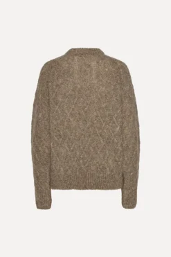 Knitwear|Tops-ROTATE Birger Christensen Fluffy Knit Jumper Brown Pine Bark color
