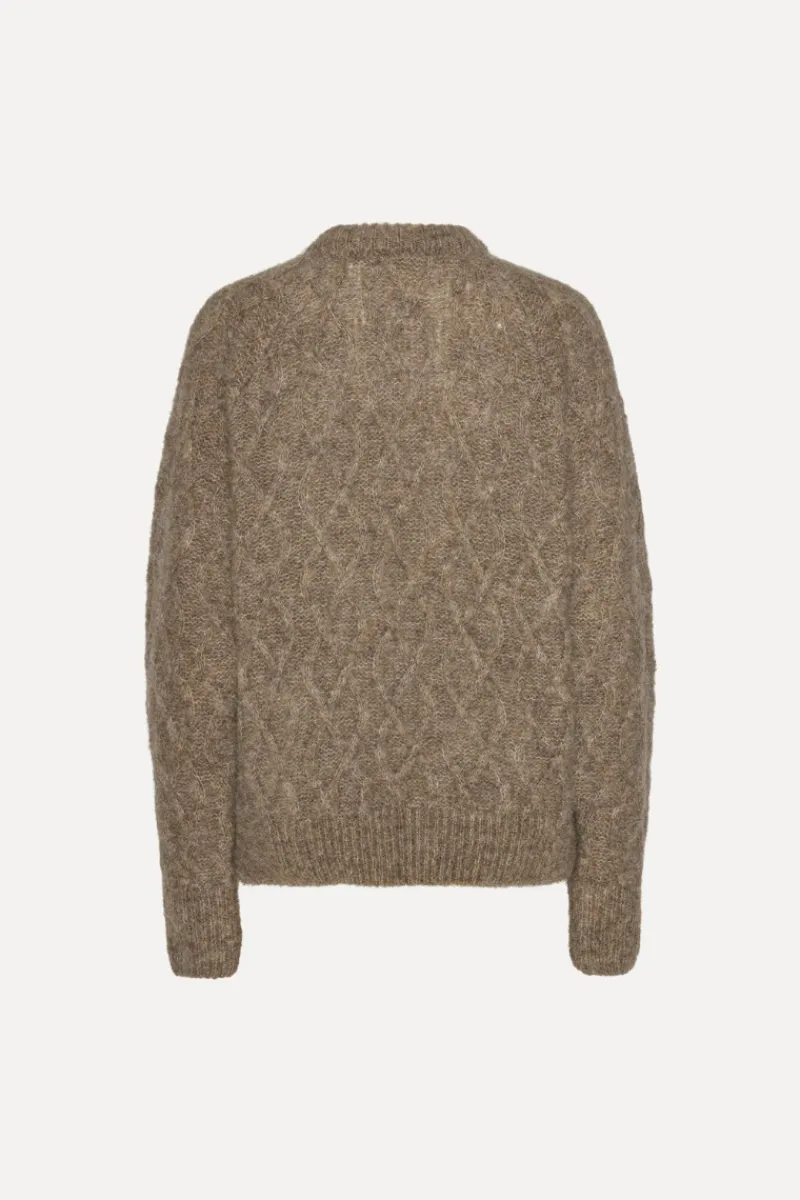 Knitwear|Tops-ROTATE Birger Christensen Fluffy Knit Jumper Brown Pine Bark color