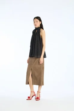 Tops-ROTATE Birger Christensen Halterneck Bow Top Black 1000 Black Comb. color