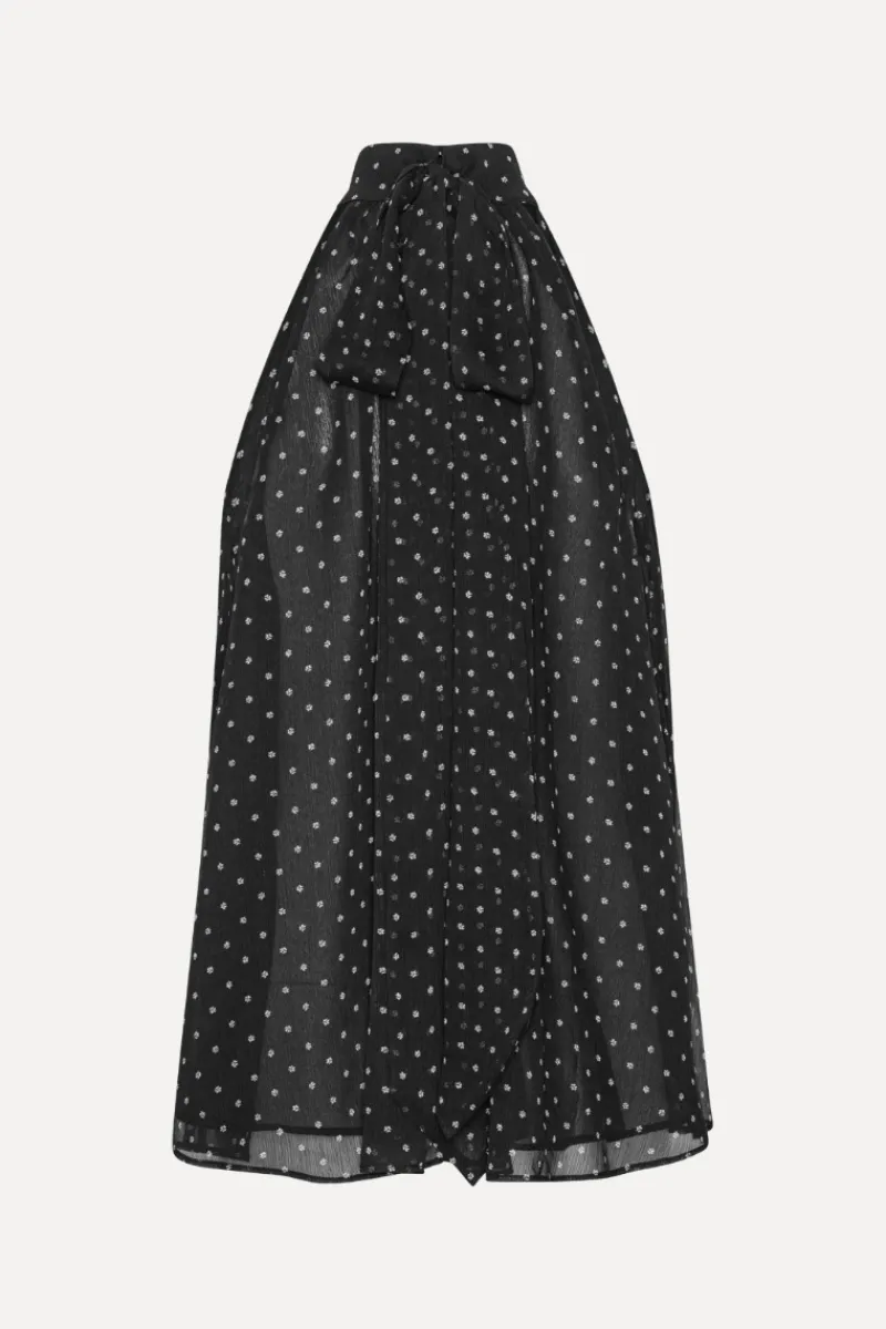 Tops-ROTATE Birger Christensen Halterneck Bow Top Black 1000 Black Comb. color