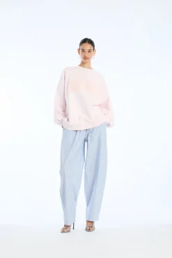 Tops-ROTATE Birger Christensen Heavy Crewneck Sweat Light Pink Orchid Ice color