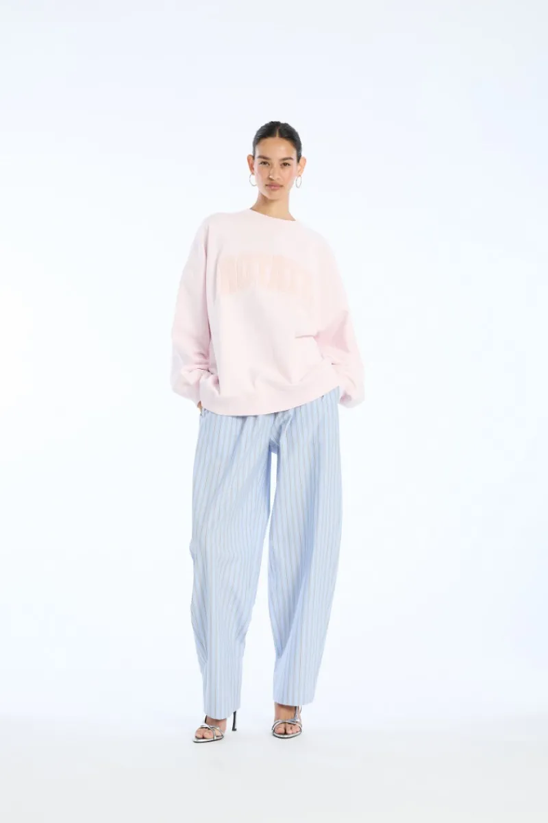 Tops-ROTATE Birger Christensen Heavy Crewneck Sweat Light Pink Orchid Ice color