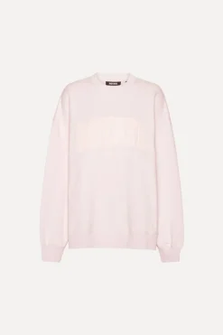 Tops-ROTATE Birger Christensen Heavy Crewneck Sweat Light Pink Orchid Ice color