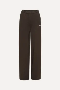 Pants-ROTATE Birger Christensen Heavy Straight Sweatpants Dark Brown Molé color
