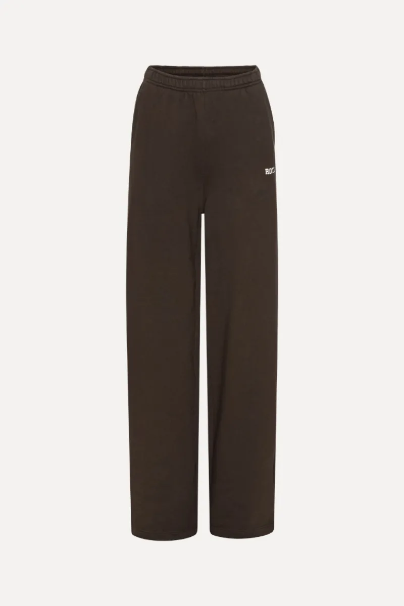 Pants-ROTATE Birger Christensen Heavy Straight Sweatpants Dark Brown Molé color