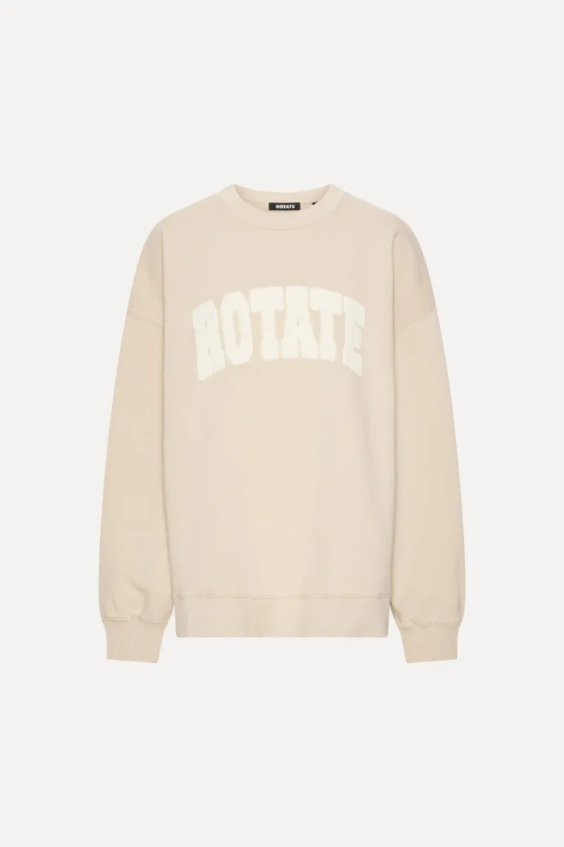 Tops-ROTATE Birger Christensen Heavy Sweat Crewneck Beige Cement color